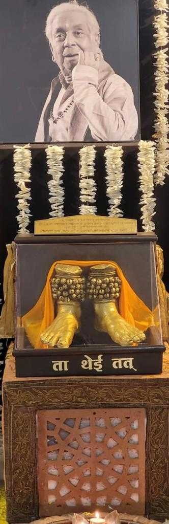 Veteran artist of Kathak Pt. Birju Maharaj's "footprints" kept in Delhi. 1 61717