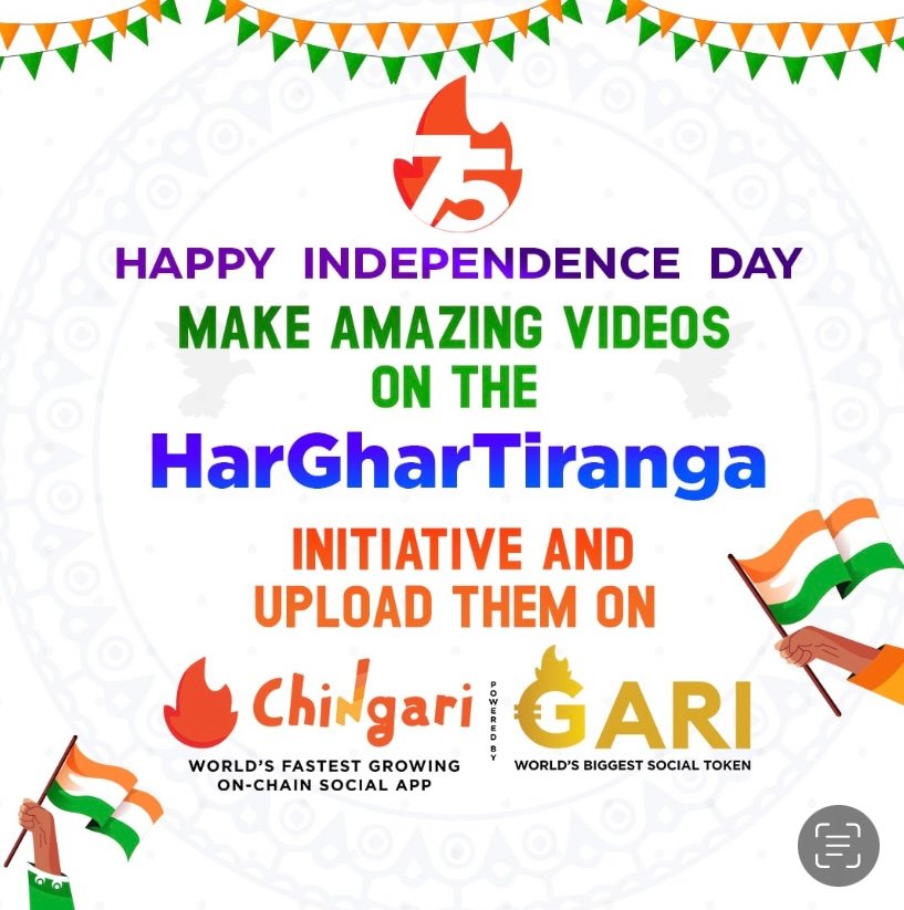 <strong>Chingari in association with MyGov promotes the HarGharTiranga initiative: Urges users to create videos celebrating India’s 75th Independence Anniversary.</strong> 1 6F3380C6 46B7 4D96 B5B6 FF7D7F51E96C