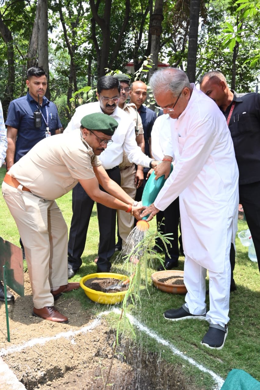 CM Baghel highlights importance of tree plantation on World Environment Day, plants amla sapling in his residence 1 WhatsApp Image 2023 06 05 at 16.32.18