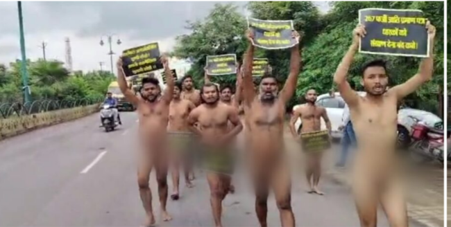 SC, ST Youths run nude on Vidhan Sabha Road seeking action into fake caste certificate cases 1 20230718 121340