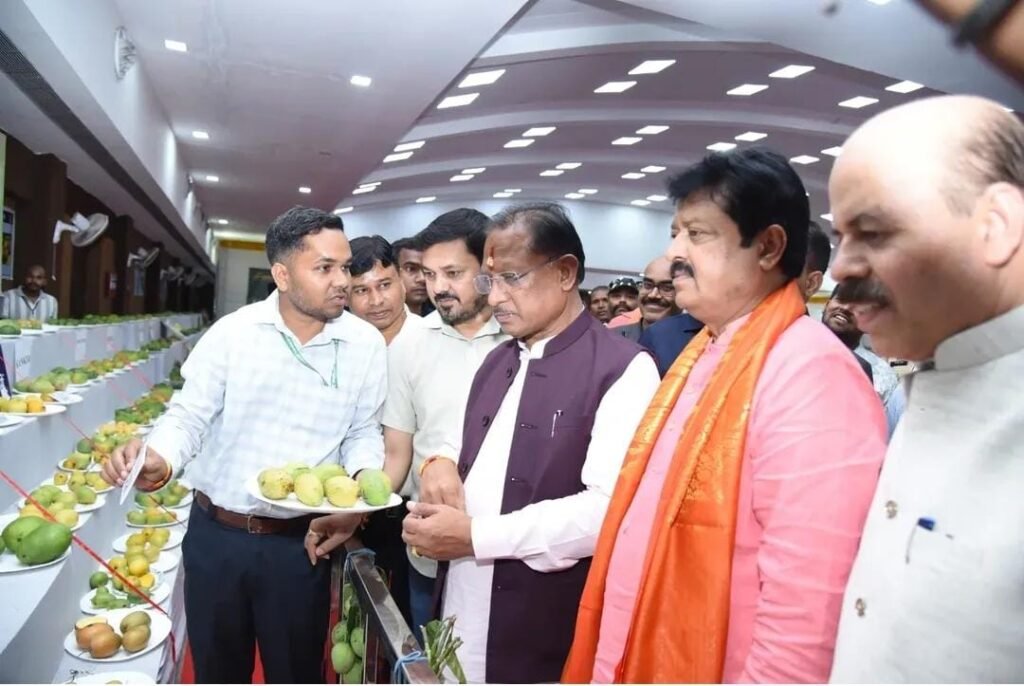 रायपुर में राष्ट्रीय आम महोत्सव का रंगारंग आगाज़: मुख्यमंत्री साय और विधायक अनुज शर्मा ने दी किसानों को तकनीकी सीख, 200 से अधिक आम की किस्मों का हुआ प्रदर्शन 2 1001757397