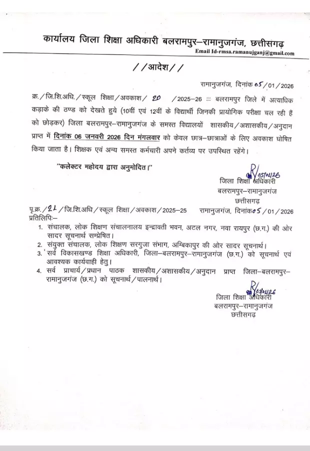 बलरामपुर (छत्तीसगढ़) में कड़कड़ाती ठंड के बीच प्रशासन ने बड़ा फैसला लिया — 12वीं तक के सभी स्कूल आज के लिए बंद 1 5142252 untitled 6 copy 1