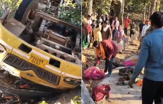 CG के ओरसा घाट में भीषण हादसा: ब्रेक फेल होते ही खाई में पलटी स्कूल बस, 9 की मौत 1 7u9ivd0o chhattisgarhjharkhand border accident 625x300 18 January 26 1