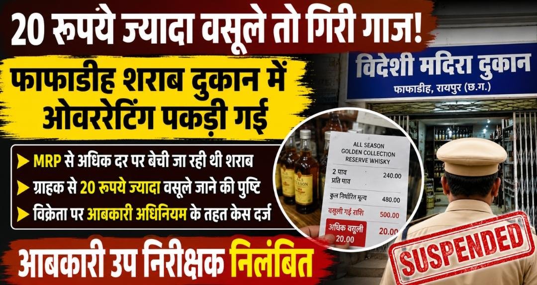 20 रुपये ज्यादा वसूले तो गिरी गाज: फाफाडीह शराब दुकान में ओवररेटिंग पकड़ी गई, आबकारी उप निरीक्षक सस्पेंड 1 IMG 20260611 WA0054