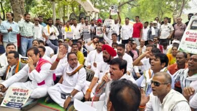 Congress stages protest in Raipur against power tariff hike and smart meters 3 IMG 20260617 WA0041