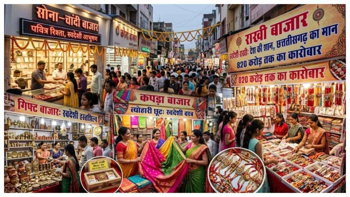 राखी पर छत्तीसगढ़ के बाजार गुलजार : 820 करोड़ का कारोबार, राखी की बिक्री 650 करोड़ पार 1 28 08 2026 bajarraipur2 m