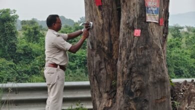Raigarh police attach radium reflectors to roadside trees to curb accidents 5 IMG 20260805 WA0060