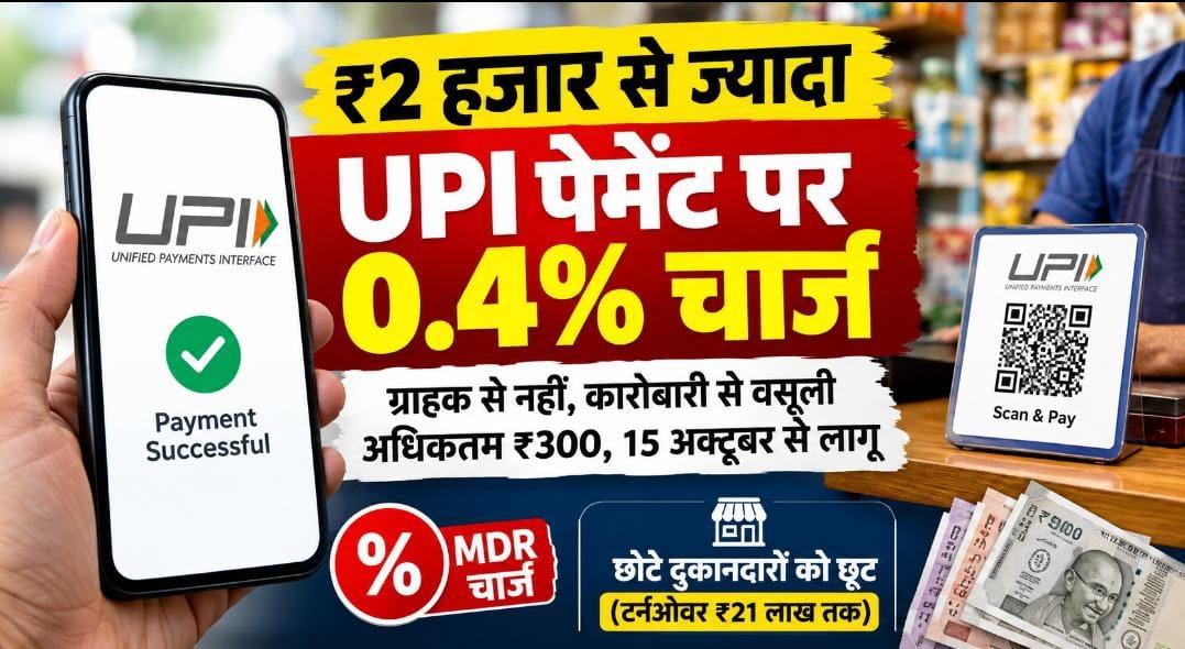 ₹2 हजार से ज्यादा UPI पेमेंट पर 0.4% चार्ज: ग्राहक से नहीं, कारोबारी से वसूली; अधिकतम ₹300, छोटे दुकानदारों को राहत 1 IMG 20260915 WA0057