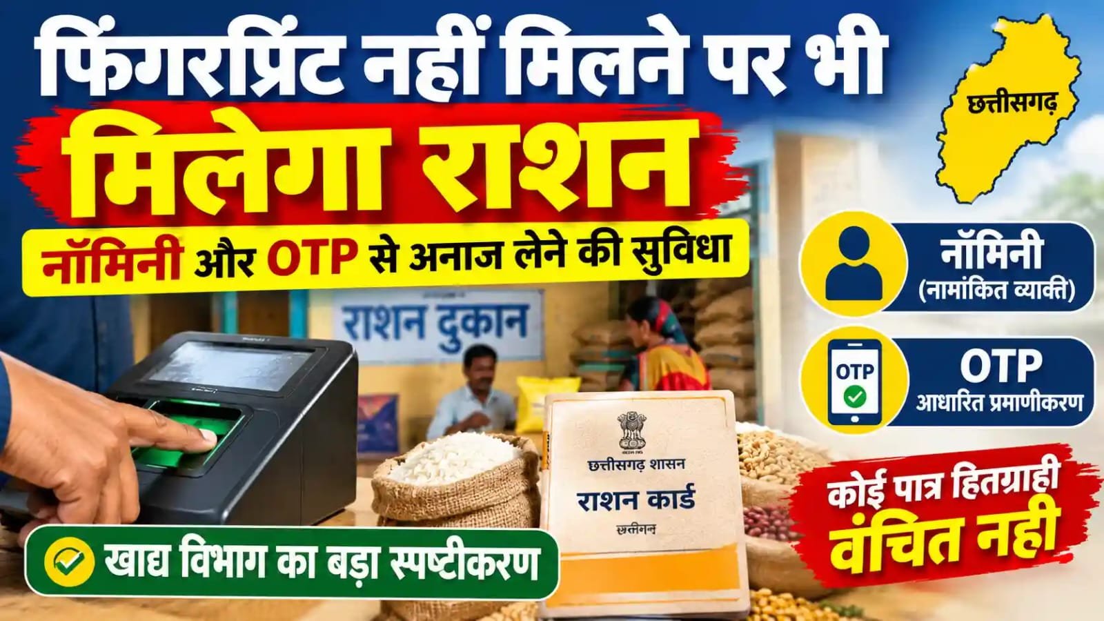 फिंगरप्रिंट मैच नहीं होने पर राशन से वंचित नहीं होंगे हितग्राही: खाद्य विभाग ने स्पष्ट किया, नॉमिनी या OTP से भी मिलेगा अनाज 1 IMG 20261026 WA0030