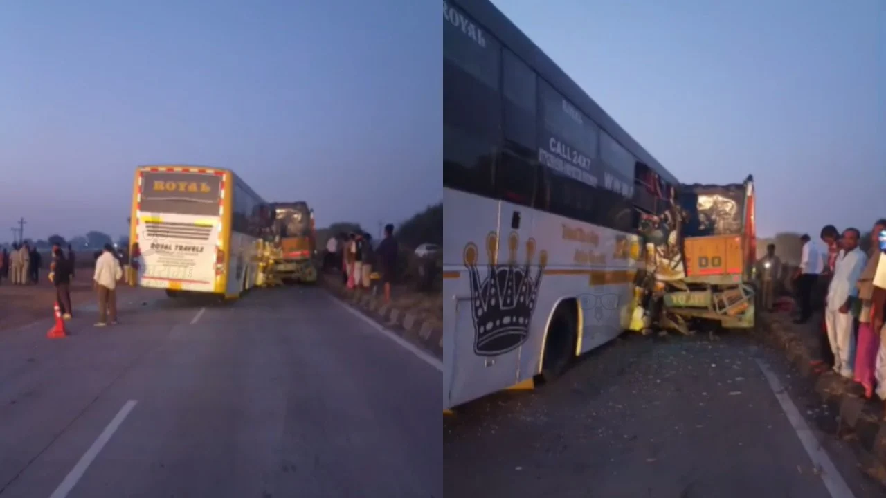 नींद में थे यात्री, अचानक ट्रक से टकराई बस: रायपुर-बिलासपुर हाईवे पर 3 की मौत, 10 घायल 1 accident 1 1